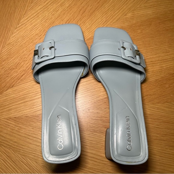 Calvin Klein Light Blue Ariella Block Heel Sandals - Picture 4 of 5